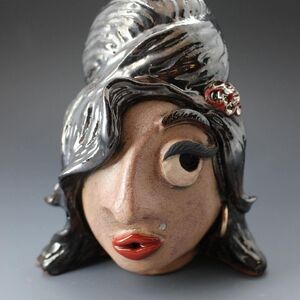Unique Ceramic Face Sculpture